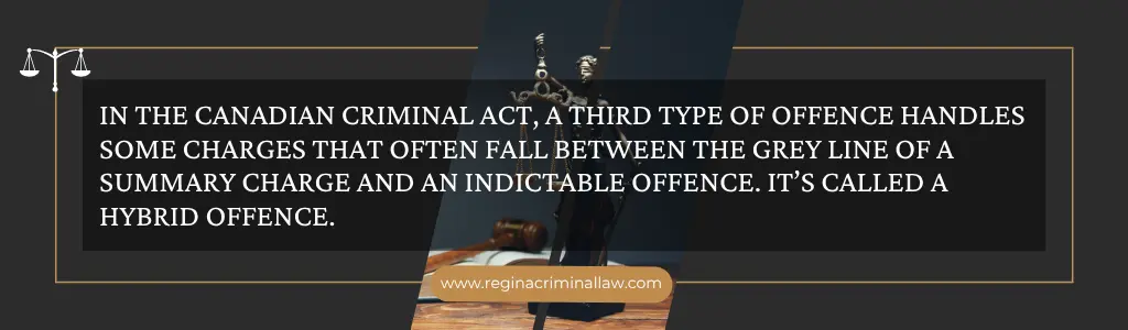 Hybrid offence: inbetween felony and misdemenaor,